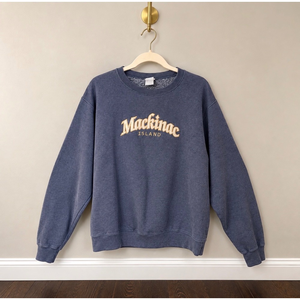 Port & Company Mackinac Island Sweatshirt Mens Medium Blue Core Fleece Crewneck